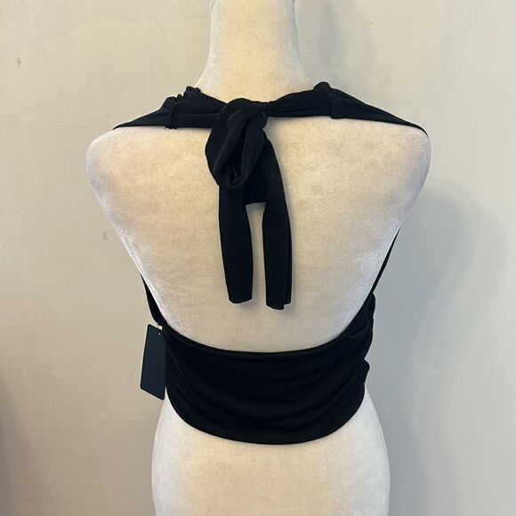 Caution to the Wind black tie neck halter top Size L New - Picture 4 of 6